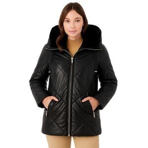 Nuage Hooded Puffer Coat – Black, Size X-Small (New)